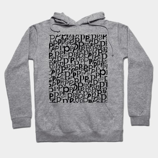 P - Typography (Black) Hoodie by gillianembers